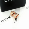 Chanel CC Quilted Rose Gold-Tone Stud Earrings