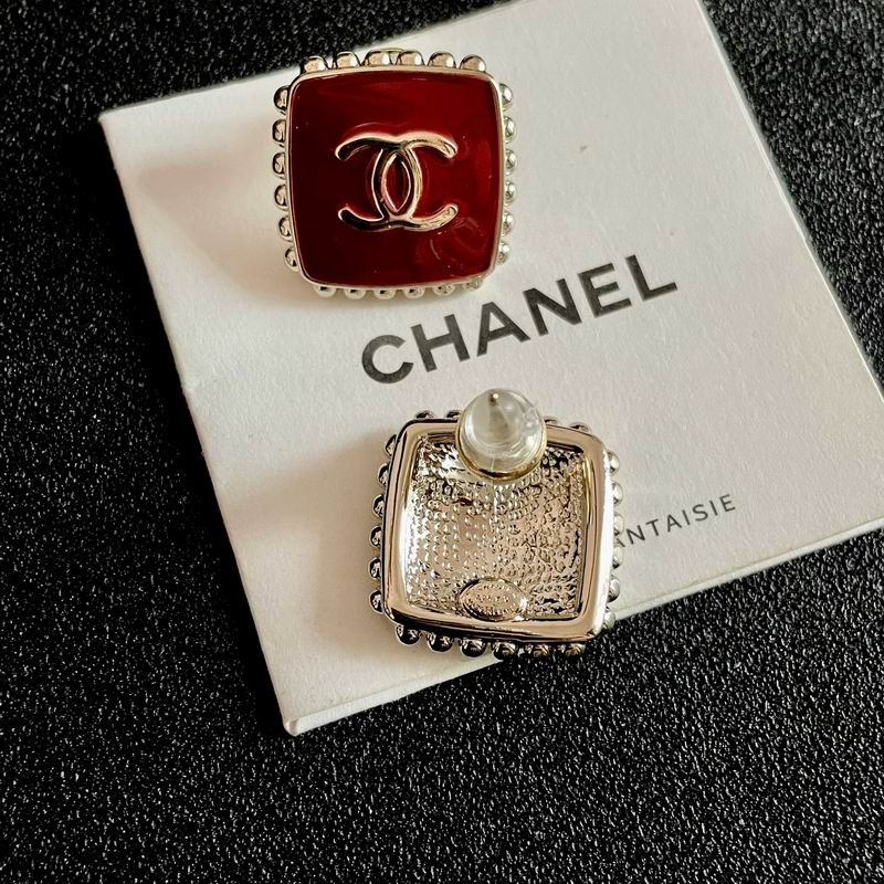 Chanel CC Red Enamel Perfume Bottle Earrings