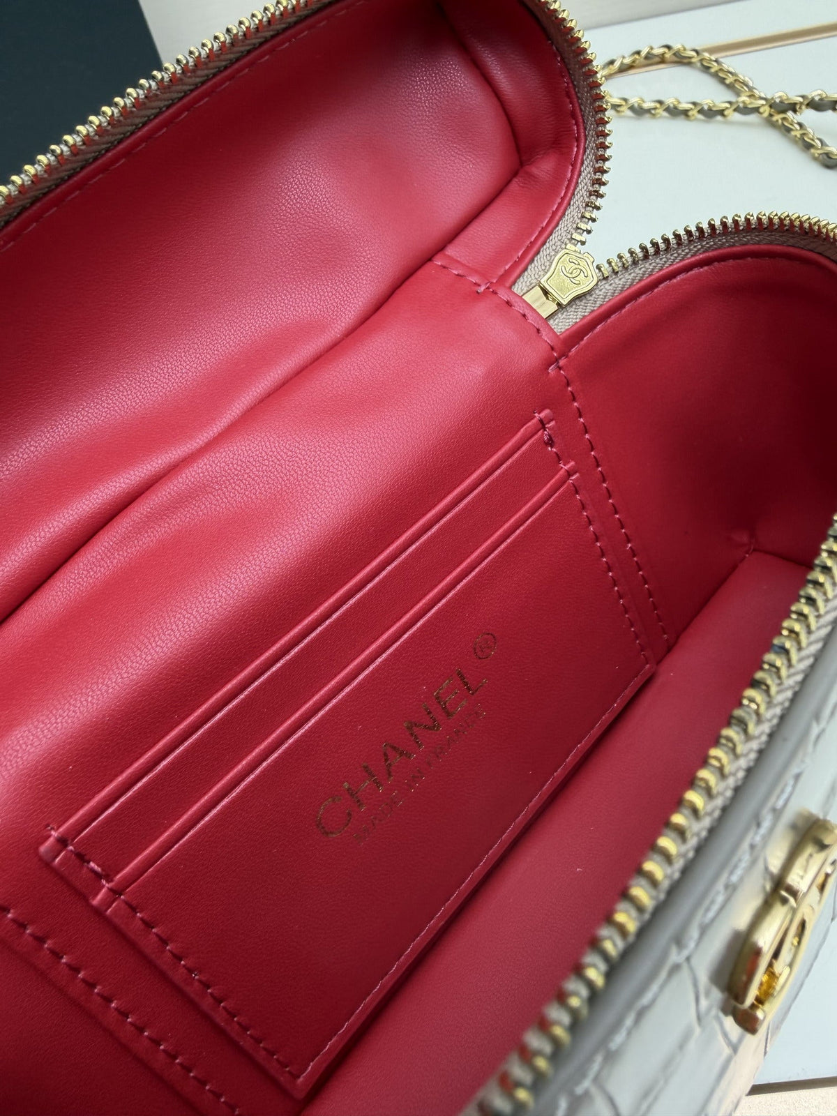 Chanel Quilted Taupe Shoulder Bag with Gold-Tone Chain