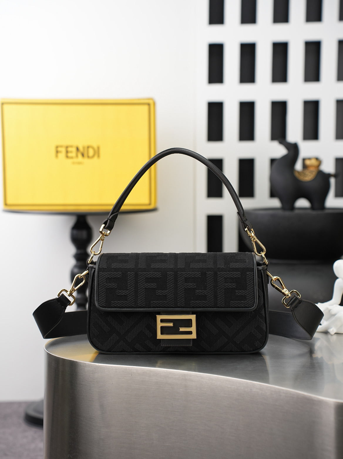 Fendi Black FF Shoulder Bag