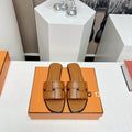 Hermès Oran Sandal – Gold/Tan Leather