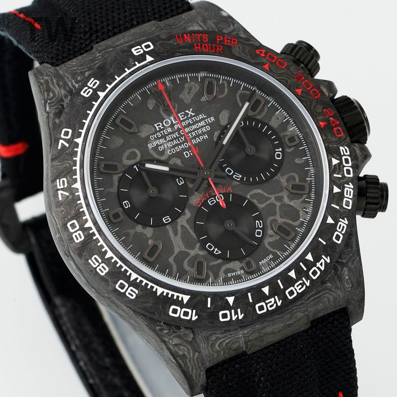 Rolex Black Chronograph Watch Dial and Red Accents