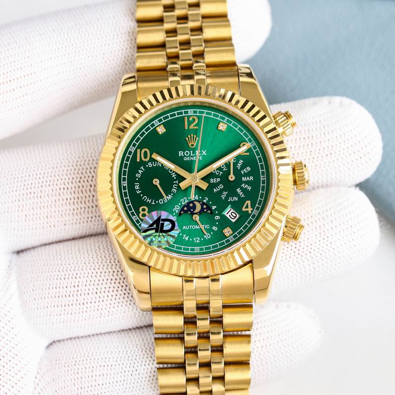 Rolex-Branded Gold-Tone Wristwatch with Green Dial