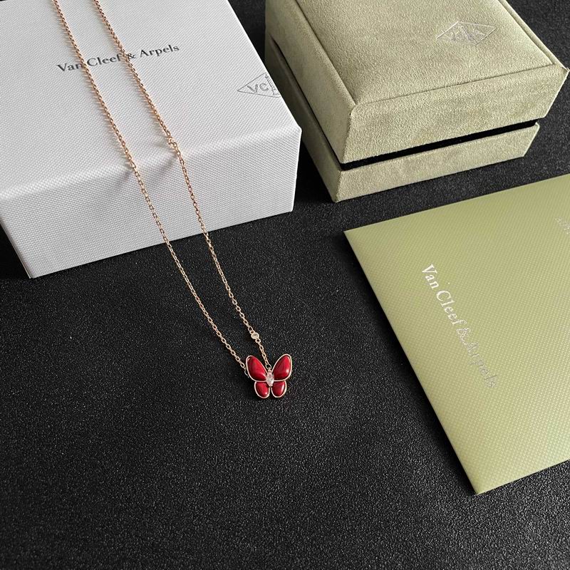 Van Cleef & Arpels Red Butterfly Pendant Necklace