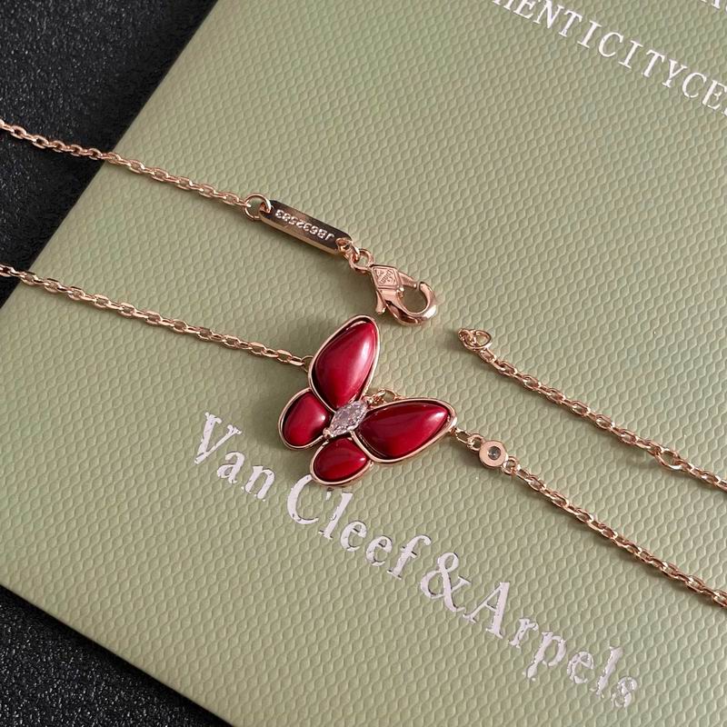 Van Cleef & Arpels Red Butterfly Pendant Necklace