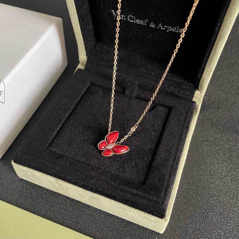 Van Cleef & Arpels Red Butterfly Pendant Necklace