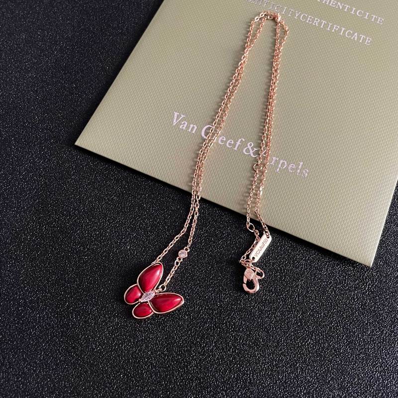 Van Cleef & Arpels Red Butterfly Pendant Necklace
