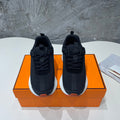 HERMES HEROS SNEAKERS BLACK MIX ROSE GOATSKIN