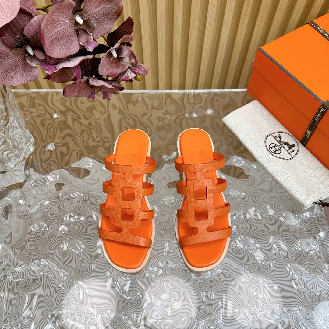 HERMES ISABELLA SANDAL ORANGE CALFSKIN